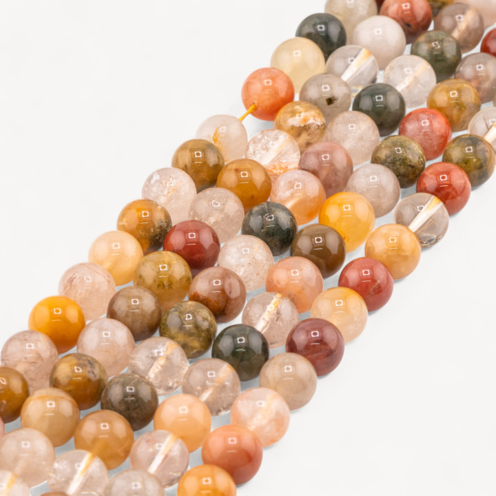 Quarzo Rutilato Multicolor Perlina Tonda liscia 9-10mm