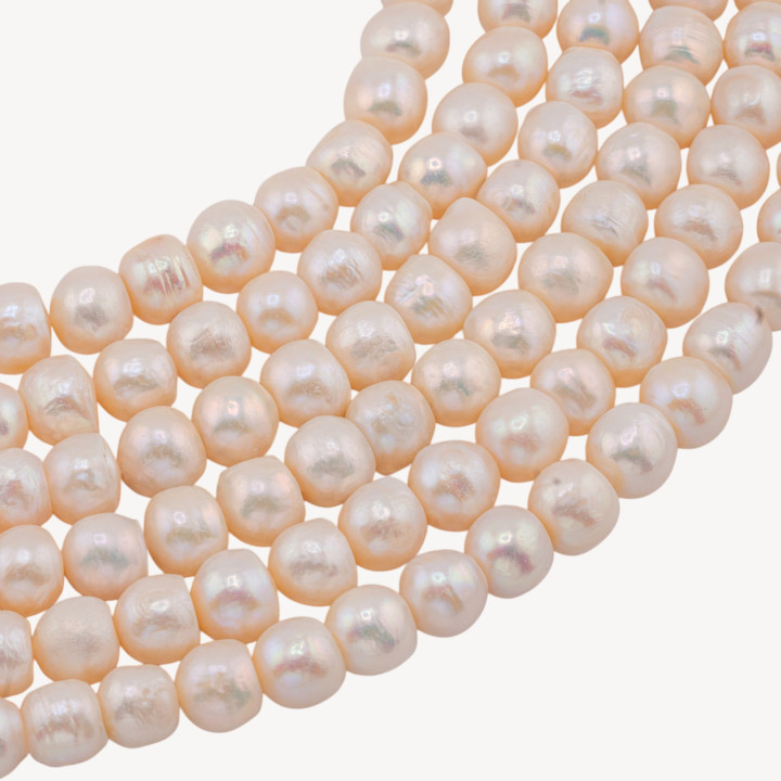 Perle di Fiume Cipolline Rondelle 11-12mm Bianche