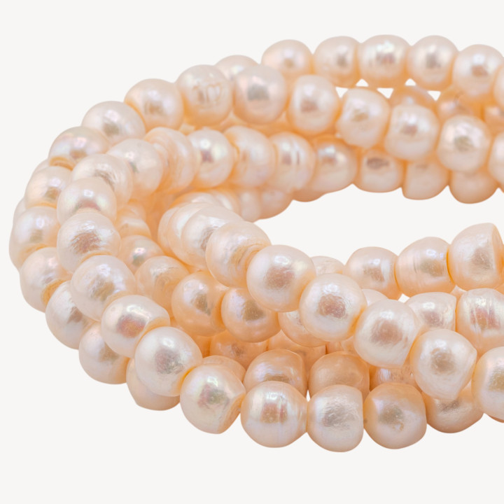 Perle di Fiume Cipolline Rondelle 11-12mm Bianche