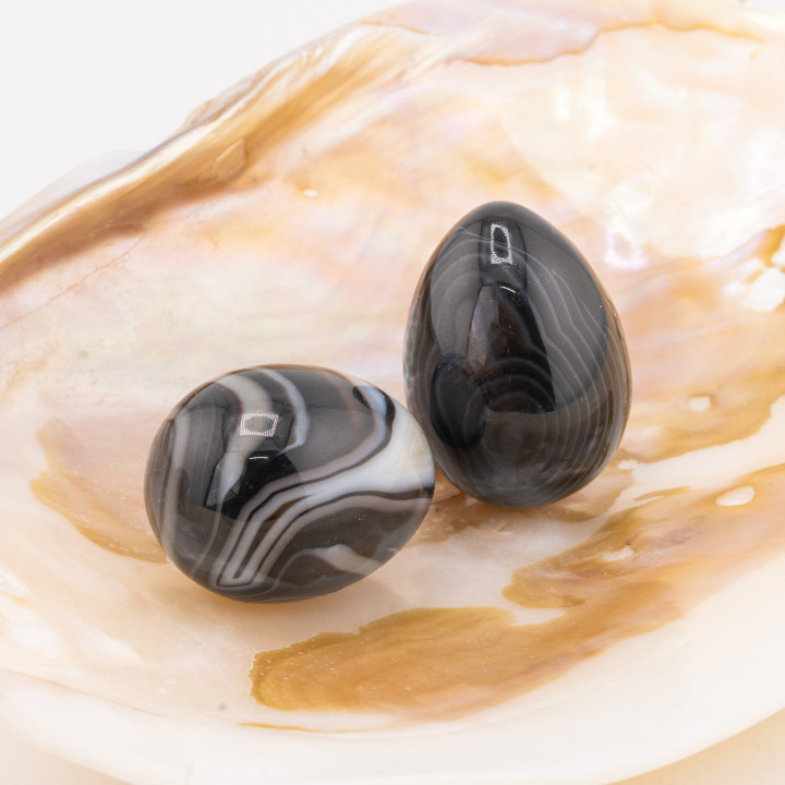 Ovetto Di Pietre Dure 22x30mm Agata Striata Marrone 2pz