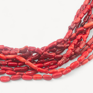 Corallo Bamboo Rosso Cilindro Cannettine Irregolare 6-8mm