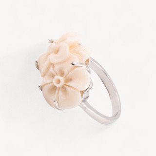 Anello Di Bronzo E Resina Fiore 22x16mm MOD2 Bianco