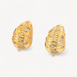 Base Per Orecchini Di Bronzo Perno 16x25mm 1 Coppia Dorato Bianco Trasparente