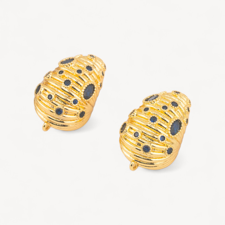 Base Per Orecchini Di Bronzo Perno 16x25mm 1 Coppia Dorato Blu