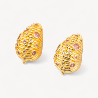 Base Per Orecchini Di Bronzo Perno 16x25mm 1 Coppia Dorato Rosa