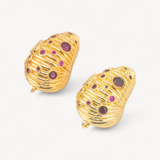 Base Per Orecchini Di Bronzo Perno 16x25mm 1 Coppia Dorato Rosso