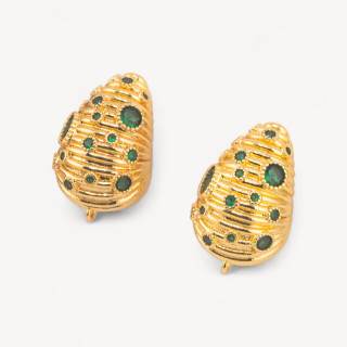 Base Per Orecchini Di Bronzo Perno 16x25mm 1 Coppia Dorato Verde