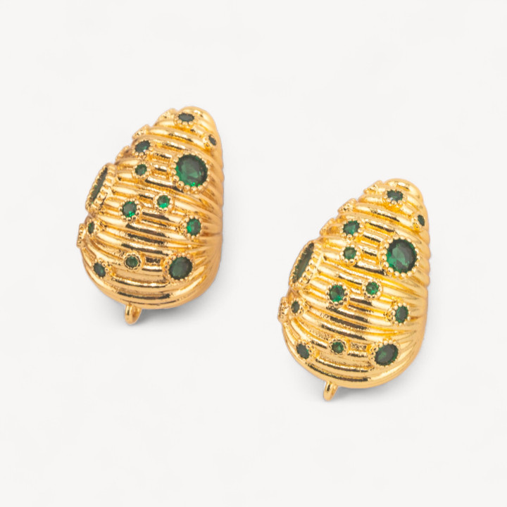 Base Per Orecchini Di Bronzo Perno 16x25mm 1 Coppia Dorato Verde