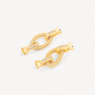 Chiusura di Bronzo Con Zirconi Con Coppette 6pz Dorato