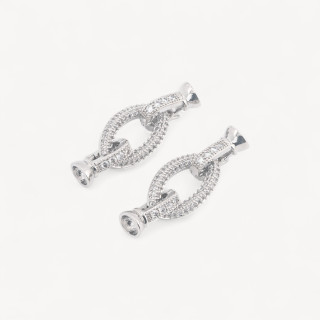 Chiusura di Bronzo Con Zirconi Con Coppette 5pz Rodiato