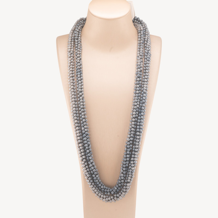 Collana Di Cristalli Sfere Intrecciate 170cm Grigio