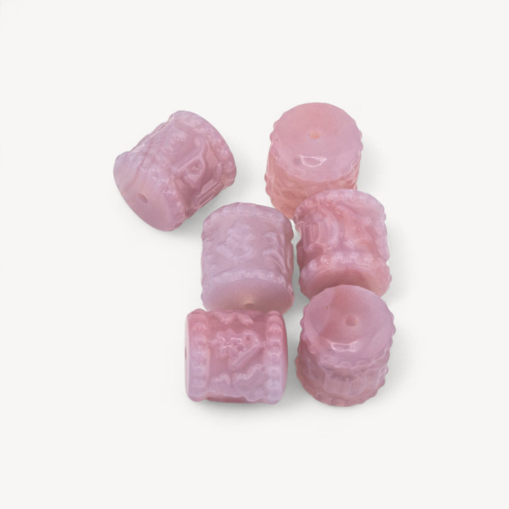 Componente Connettore Di Agata Brasiliana Cilindro Foro Passante 6pz Agata Cipria