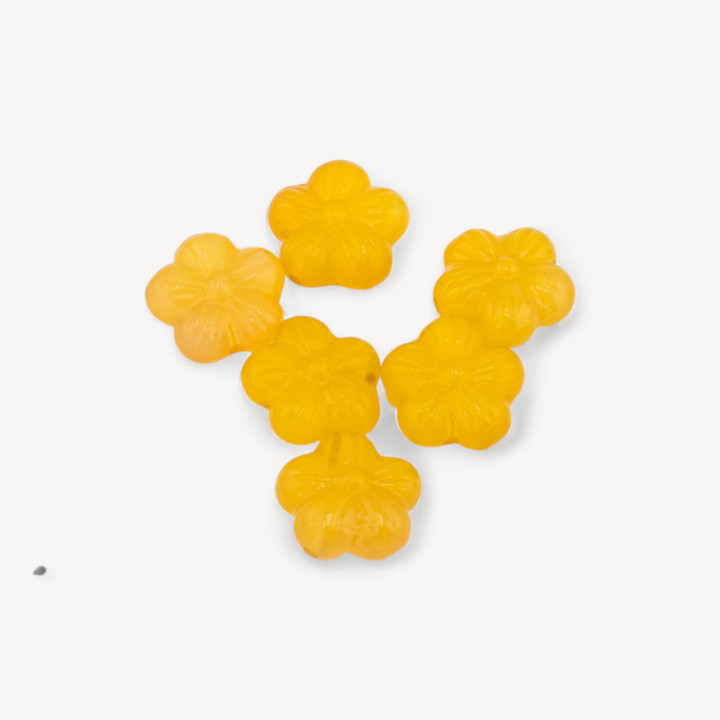 Componente Connettore Di Agata Brasiliana Fiorellino Foro Passante 6pz Agata Gialla Intenso