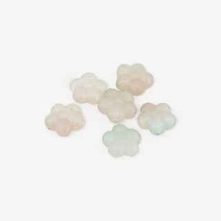 Componente Connettore Di Agata Brasiliana Fiorellino Foro Passante 6pz Agata Verde Chiaro