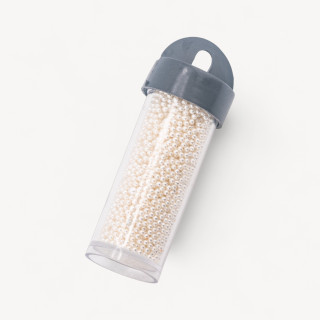 Conteria Di Vetro 2mm Senza Foro Con Contenitore 2,5x5,7cm - 7gr Bianco