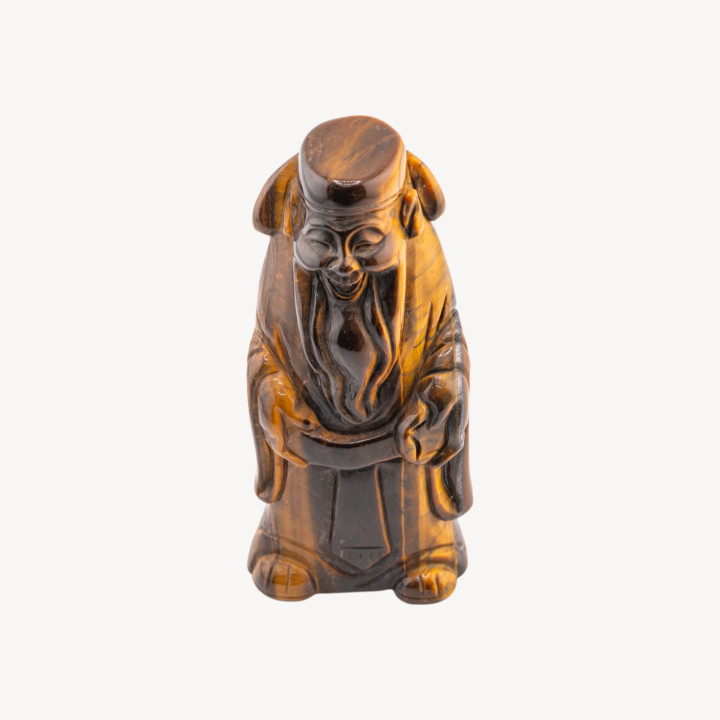 Soprammobile Statua Incise a Mano Buddha Di Pietre Naturali 11x5cm 1pz Occhio Di Tigre