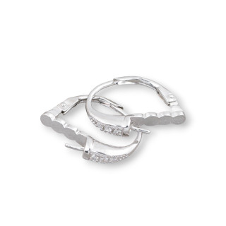 Base Per Orecchini Di Argento 925 Con Zirconi Monachella Chiusa 13x18mm Per Perle Barocche 3 Paia Rodiato