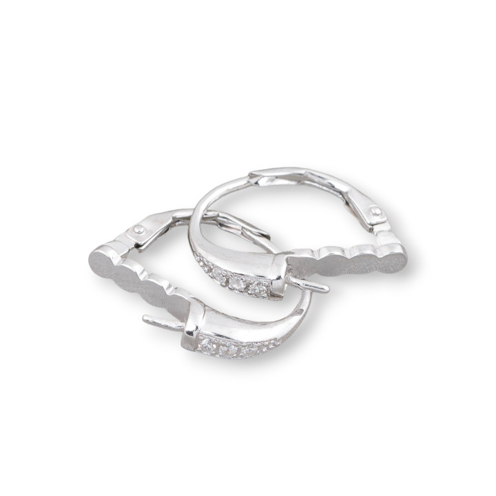 Base Per Orecchini Di Argento 925 Con Zirconi Monachella Chiusa 13x18mm Per Perle Barocche 3 Paia Rodiato