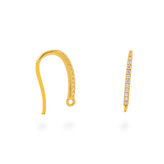 Base Per Orecchini Di Argento 925 Monachella Con Zirconi 1,5x20mm 4 Paia Dorato