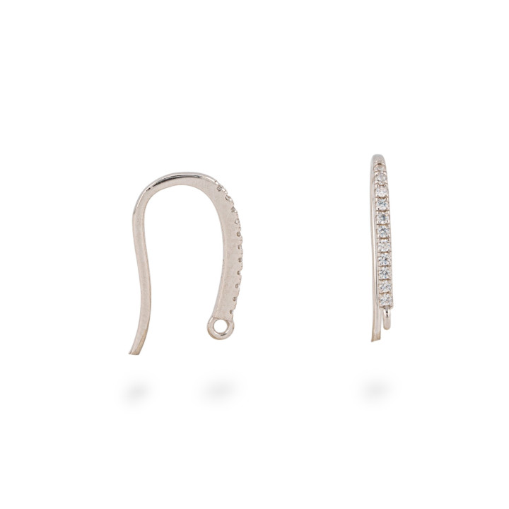 Base Per Orecchini Di Argento 925 Monachella Con Zirconi 1,5x20mm 4 Paia Rodiato