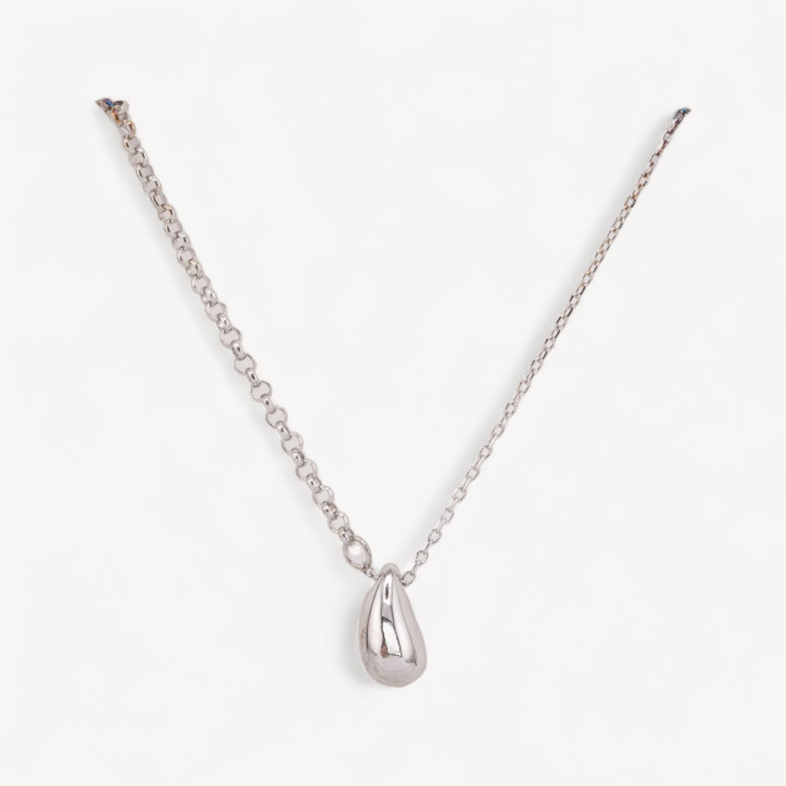 Collana Di Argento 925 Con Pendente Collezione Luna Con Goccia Rodiata