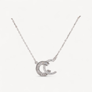Collana Di Argento 925 Con Pendente Collezione Luna Con Zirconi Rodiata
