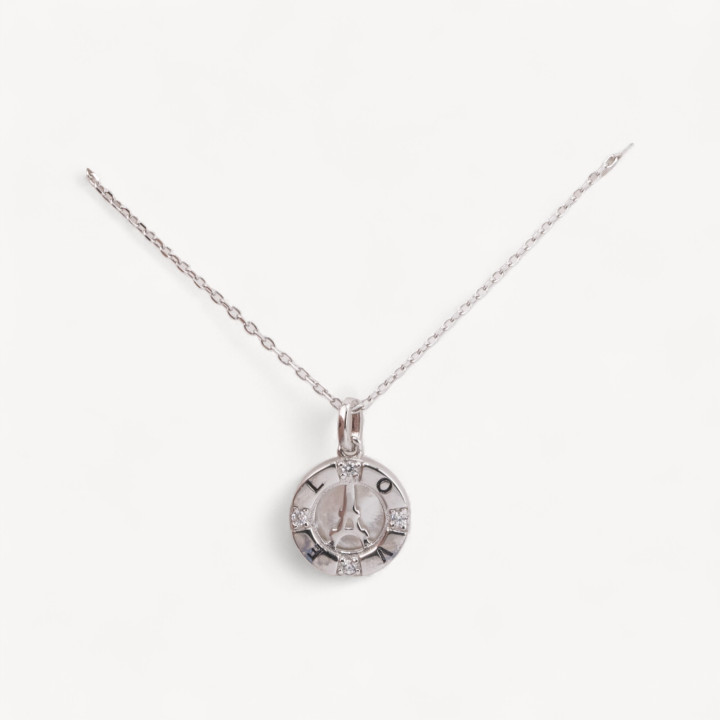 Collana Di Argento 925 Con Pendente Collezione Luna Parigi Rodiata