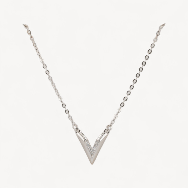 Collana Di Argento 925 Con Pendente Collezione Luna V Rodiata