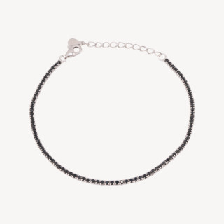 Bracciale Tennis In Argento 925 Chiusura Moschettone Con Zirconi Da 1,5mm Esterno 2,0mm Rodiato Nero
