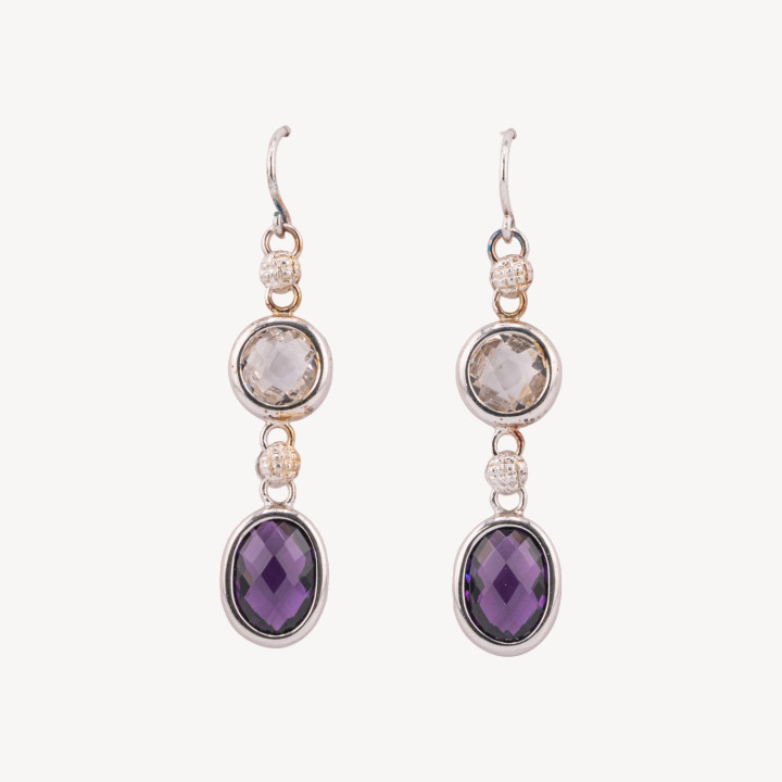 Orecchini  In Argento 925 Con Ametista e Topazio