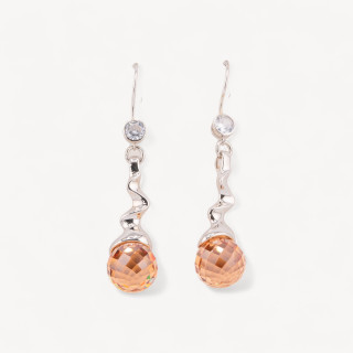 Orecchini A Monachella Di Argento 925 Con Pendente Strega E Zirconi 12x54mm