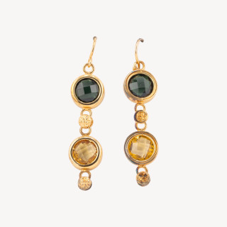 Orecchini A Monachella Di Argento 925 Con Pietre Termodiffuse Incastonate Dorato 12x50mm