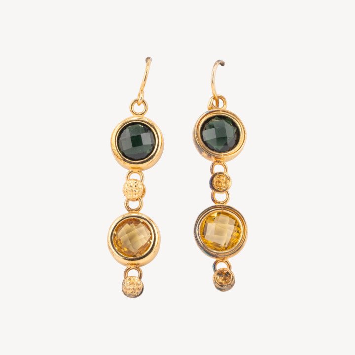 Orecchini A Monachella Di Argento 925 Con Pietre Termodiffuse Incastonate Dorato 12x50mm