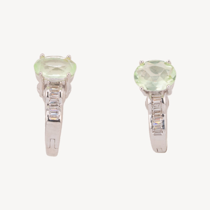 Orecchini A Perno Chiuso Di Argento 925 Con Gemma Idrotermale 8x15,5mm