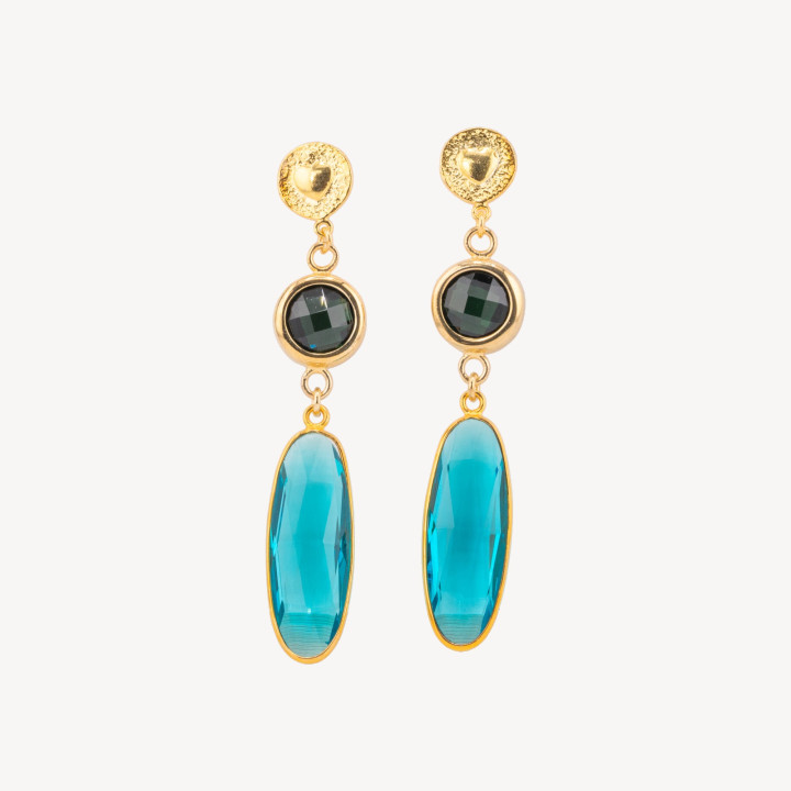 Orecchini A Perno Di Argento 925 Con Cubic Zirconia 12x66mm