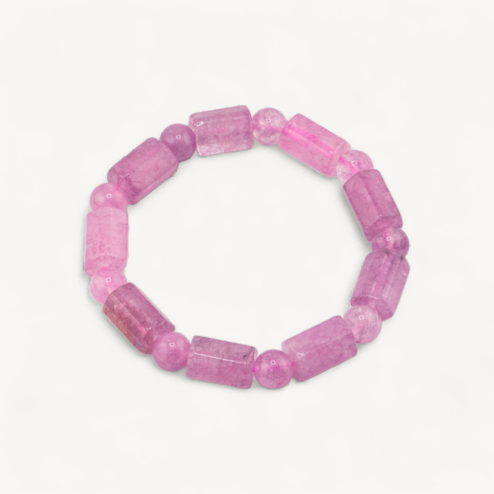 Bracciale Di Quarzo Multicolor Cilindro 9x14mm Rosa