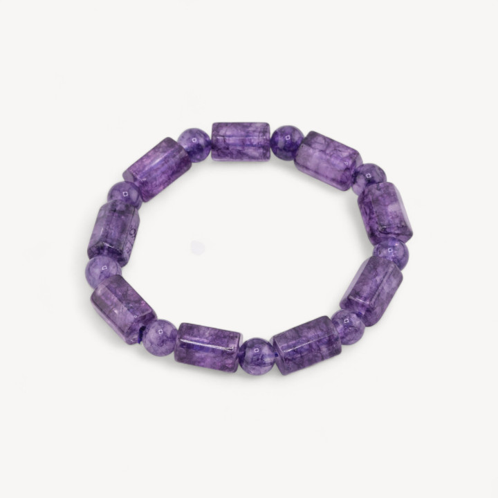 Bracciale Di Quarzo Multicolor Cilindro 9x14mm Viola