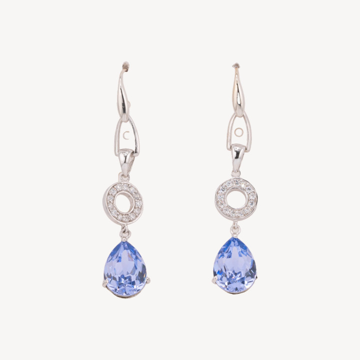 Orecchini Di Argento 925 Goccia Di Zircone CZ Azzurro