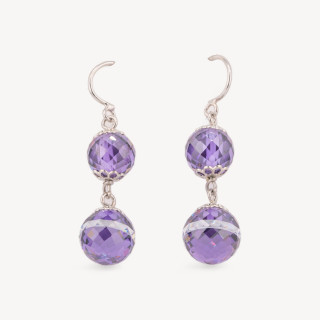 Orecchini Di Argento 925 Con Catena Di E Doppia Sfera Di Zircone