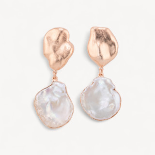 Orecchini Di Argento 925 Made in ITALY Con Perle Di Fiume Oro Rosa