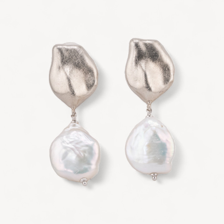 Orecchini Di Argento 925 Made in ITALY Con Perle Di Fiume Rodiato