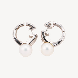 Orecchini Perno Chiuso Di Argento 925 Con Perle Di Maiorca e Zirconi 8x27mmm