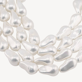 Perle di Maiorca Bianca Gocce Barocche 13x22mm