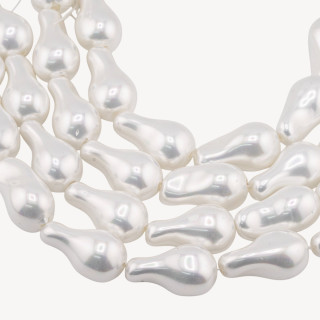 Perle di Maiorca Bianca Gocce Barocche 15x27mm