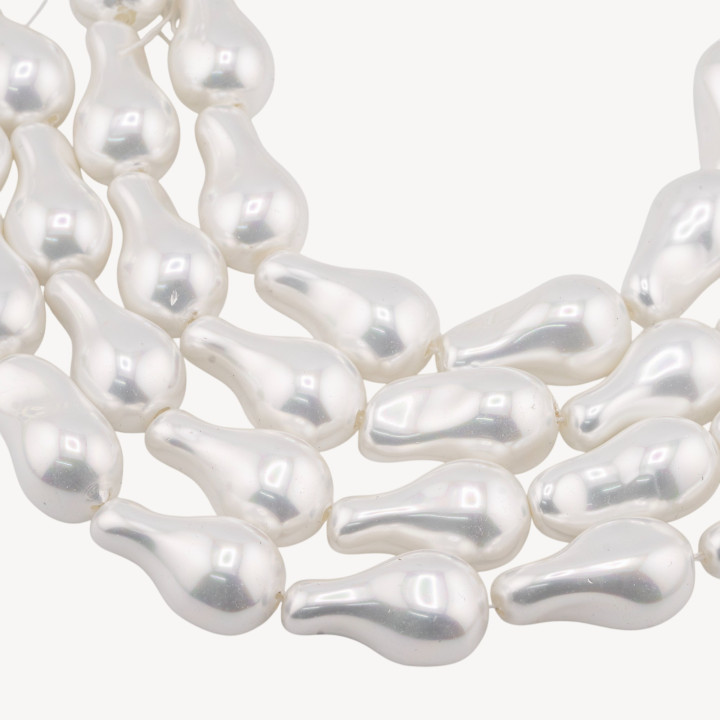 Perle di Maiorca Bianca Gocce Barocche 15x27mm