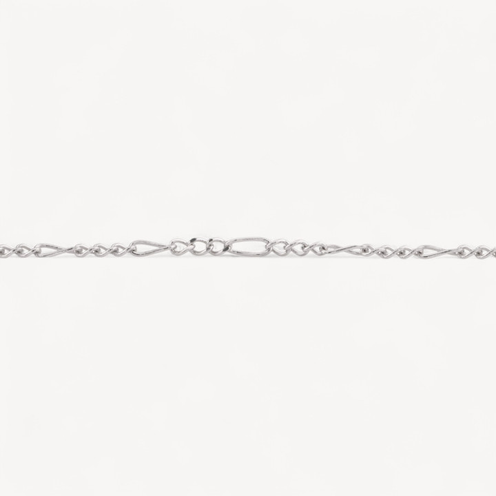 Catena A Metraggio Di Argento 925 3 Groumette + 1 Ovale da 2mm 50cm Rodiato