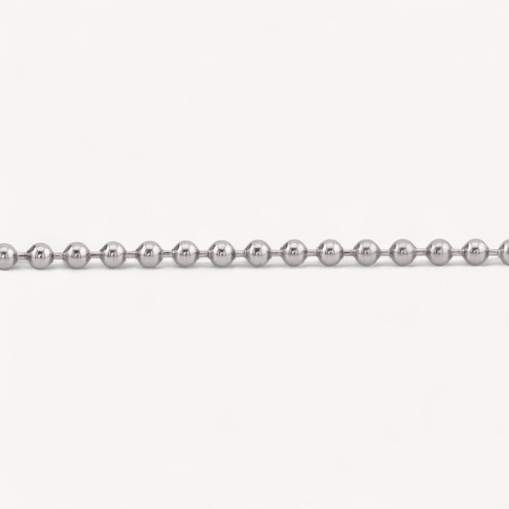 Catena A Metraggio Di Argento 925 con Palline 3mm 50cm Rodiato