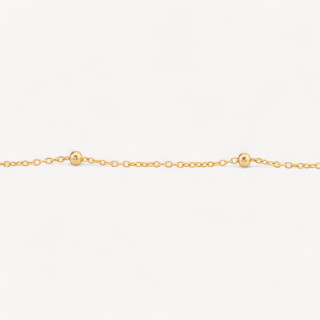 Catena A Metraggio Di Argento 925 Forzatina da 1,2mm e Intervallo da 2,5cm con Palline 2,5mm 1 Metro Dorato