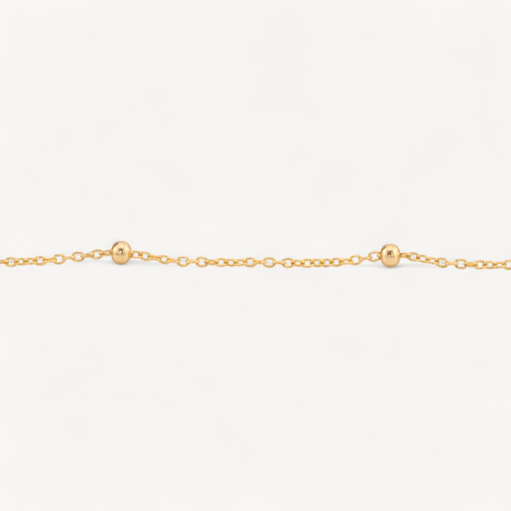 Catena A Metraggio Di Argento 925 Forzatina da 1,2mm e Intervallo da 2,5cm con Palline 2,5mm 1 Metro Dorato