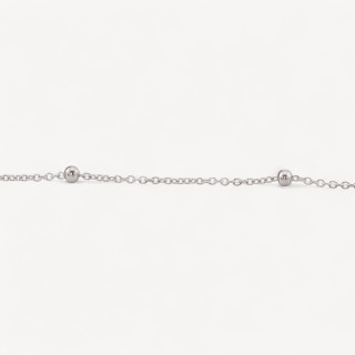 Catena A Metraggio Di Argento 925 Forzatina da 1,2mm e Intervallo da 2,5cm con Palline 2,5mm 1 Metro Rodiato